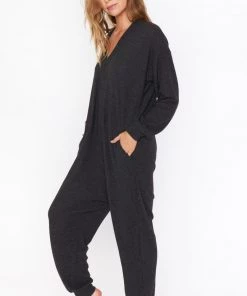 Show Me Your Mumu Jules Jumpsuit ~ Charcoal Brushed Hacci
