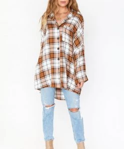 Show Me Your Mumu Lorolie Tunic ~ Tan Plaid New Mu