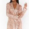 Show Me Your Mumu Bazel Blazer Dress ~ Rose Gold Sequins New Mu