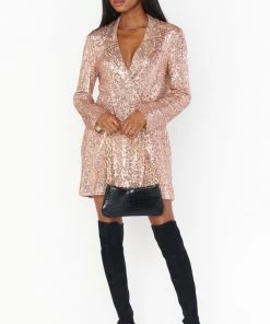 Show Me Your Mumu Bazel Blazer Dress ~ Rose Gold Sequins New Mu
