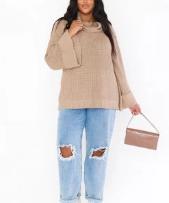 Show Me Your Mumu New Mu Hicks Sweater ~ Taupe Waffle Knit