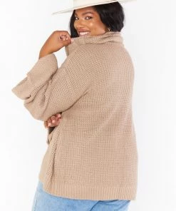 Show Me Your Mumu New Mu Hicks Sweater ~ Taupe Waffle Knit
