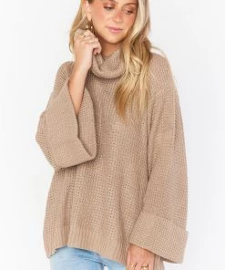 Show Me Your Mumu New Mu Hicks Sweater ~ Taupe Waffle Knit