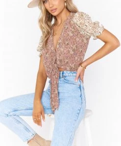 Show Me Your Mumu New Mu Kimmy Tie Top ~ Floral Print Mix