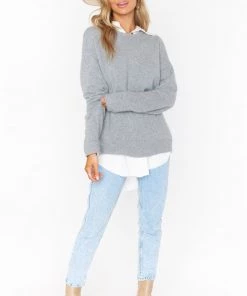 Show Me Your Mumu Feel Good Sweater ~ Heather Grey Knit