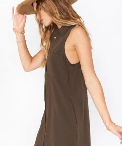 Show Me Your Mumu New Mu Vicki Shirt Dress ~ Olive