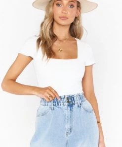 Show Me Your Mumu Barone Bodysuit ~ White Stretch