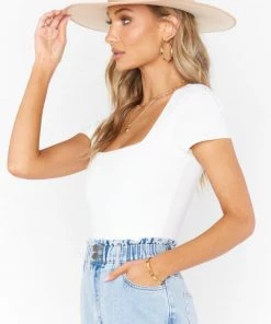 Show Me Your Mumu Barone Bodysuit ~ White Stretch