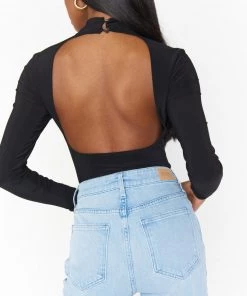 Show Me Your Mumu Look Back Bodysuit ~ Black Spandy New Mu