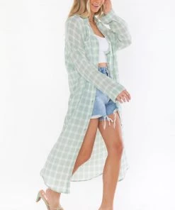 Show Me Your Mumu New Mu Leo Button Down Tunic ~ Green Plaid