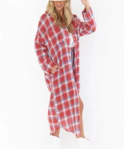 Show Me Your Mumu New Mu Leo Button Down Tunic ~ Red Plaid