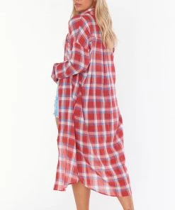 Show Me Your Mumu New Mu Leo Button Down Tunic ~ Red Plaid