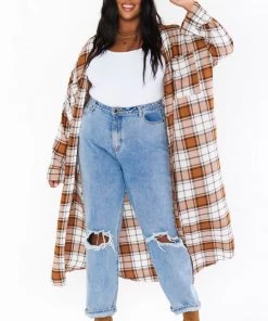 Show Me Your Mumu Leo Button Down Tunic ~ Tan Plaid New Mu