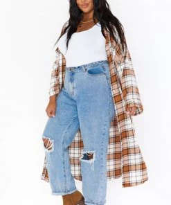 Show Me Your Mumu Leo Button Down Tunic ~ Tan Plaid New Mu 14 Show Me Your Mumu Leo Button Down Tunic ~ Tan Plaid New Mu