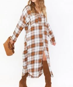 Show Me Your Mumu Leo Button Down Tunic ~ Tan Plaid New Mu 19 Show Me Your Mumu Leo Button Down Tunic ~ Tan Plaid New Mu