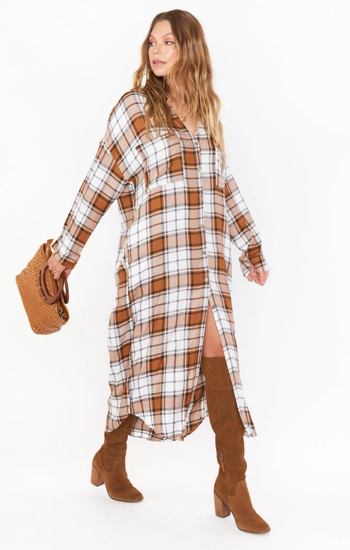 Show Me Your Mumu Leo Button Down Tunic ~ Tan Plaid New Mu 11 Show Me Your Mumu Leo Button Down Tunic ~ Tan Plaid New Mu