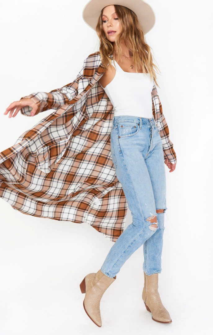 Show Me Your Mumu Leo Button Down Tunic ~ Tan Plaid New Mu 7 Show Me Your Mumu Leo Button Down Tunic ~ Tan Plaid New Mu