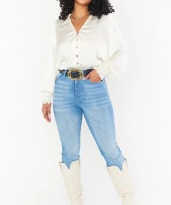 Show Me Your Mumu Romance Blouse ~ Ivory Silky Satin
