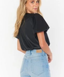 Show Me Your Mumu Highland Crop Top ~ Black Faux Leather New Mu