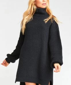 Show Me Your Mumu Dresses Chester Sweater Dress ~ Black Knit