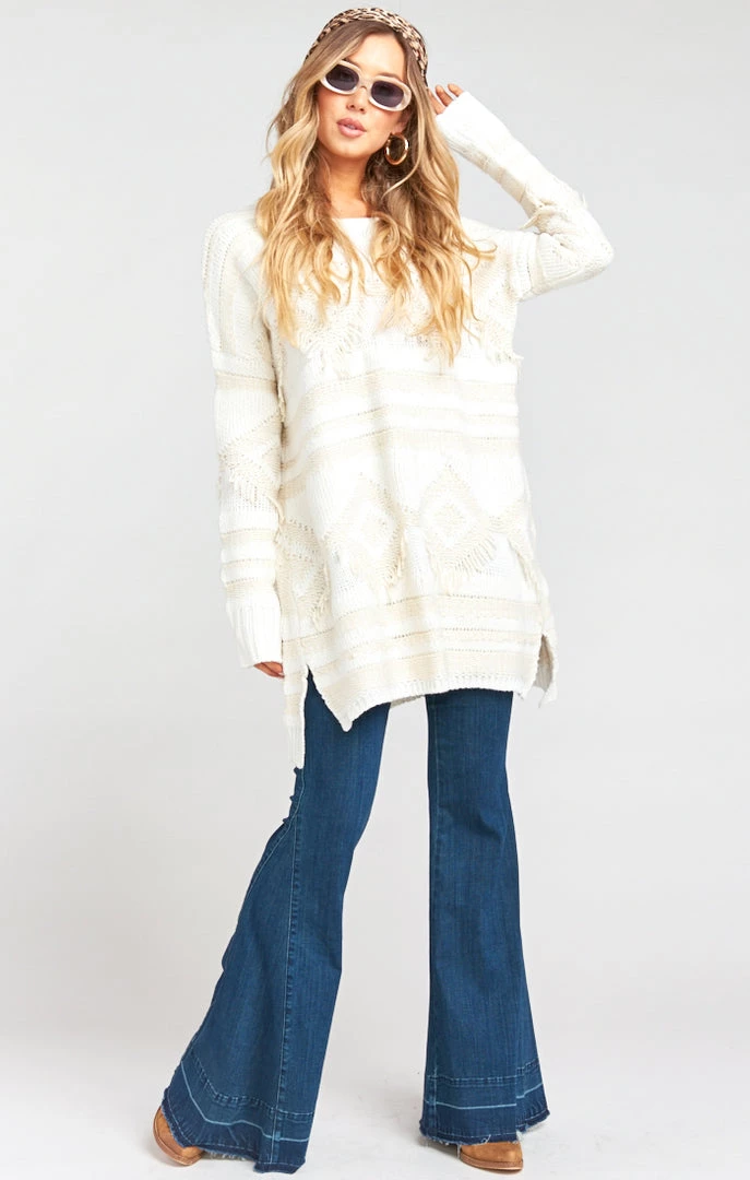 Show Me Your Mumu Sweaters Canyon Sweater ~ Geo Fringe Cream Knit 10 Show Me Your Mumu Sweaters Canyon Sweater ~ Geo Fringe Cream Knit