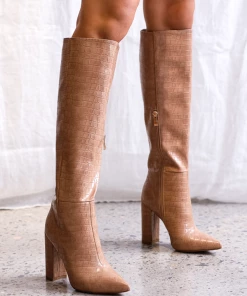 Show Me Your Mumu New Mu Billini Milla Tall Boot ~ Hazelnut Croc
