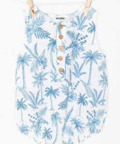 Show Me Your Mumu New Mu Rowan Onesie ~ Blue Lagoon Palm