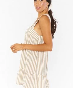 Show Me Your Mumu New Mu Goldie Dress ~ Beige Everyday Stripe