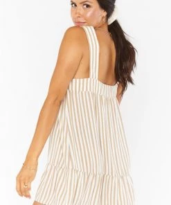 Show Me Your Mumu New Mu Goldie Dress ~ Beige Everyday Stripe