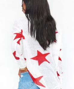 Show Me Your Mumu Bronson Sweater ~ Star Tossed Knit Red