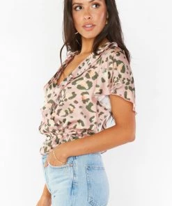 Show Me Your Mumu Audrina Top ~ Pink Cheetah Girl Silky Tops
