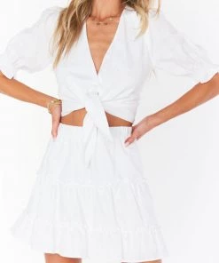 Show Me Your Mumu New Mu Kimmy Tie Top ~ White Tulips