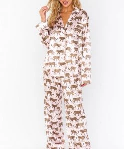 Show Me Your Mumu New Mu Classic PJ Set ~ Pink Catwalk Cheetah