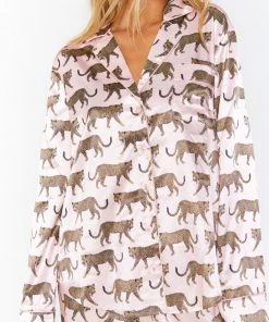 Show Me Your Mumu New Mu Classic PJ Set ~ Pink Catwalk Cheetah