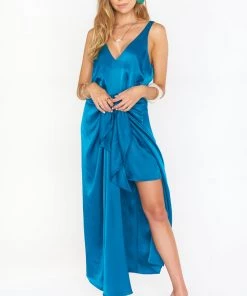Show Me Your Mumu Hampton Wrap Dress ~ Teal Silky New Mu