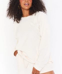 Show Me Your Mumu Sittin Around Set ~ Cream Terry Tops