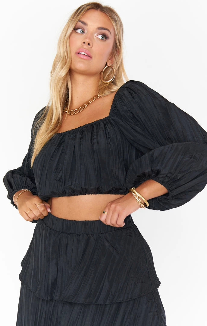 Show Me Your Mumu Keepsake Crop Top ~ Black Crinkle New Mu 3 Show Me Your Mumu Keepsake Crop Top ~ Black Crinkle New Mu