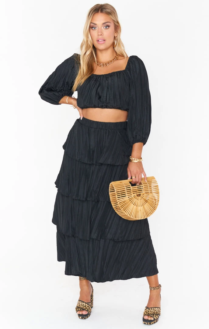 Show Me Your Mumu New Mu Full Swing Skirt - Black Crinkle 7 Show Me Your Mumu New Mu Full Swing Skirt - Black Crinkle