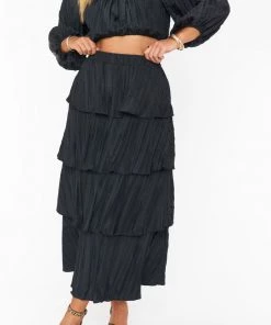Show Me Your Mumu New Mu Full Swing Skirt - Black Crinkle