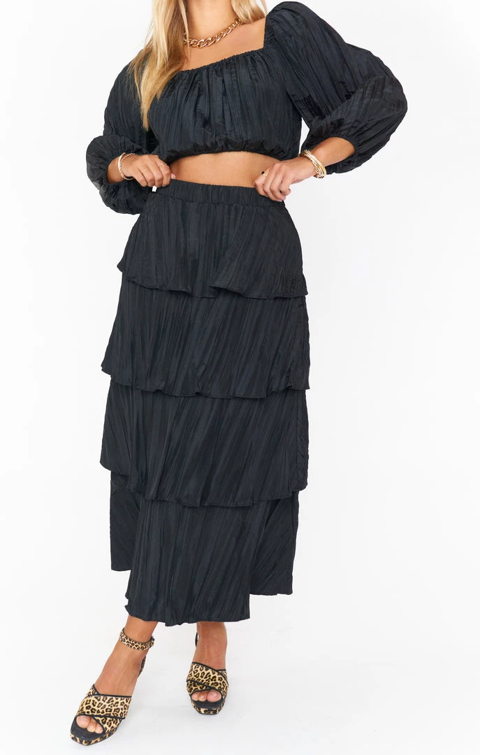 Show Me Your Mumu New Mu Full Swing Skirt - Black Crinkle 3 Show Me Your Mumu New Mu Full Swing Skirt - Black Crinkle