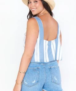 Show Me Your Mumu Tara Crop Top ~ Sailboat Stripe Tops
