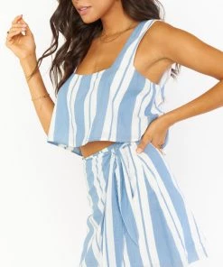 Show Me Your Mumu Tara Crop Top ~ Sailboat Stripe Tops