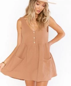Show Me Your Mumu New Mu Weekend Mini Dress ~ Tan