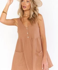 Show Me Your Mumu New Mu Weekend Mini Dress ~ Tan