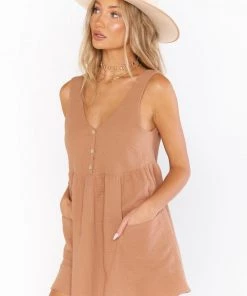 Show Me Your Mumu New Mu Weekend Mini Dress ~ Tan