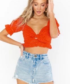 Show Me Your Mumu New Mu Coco Crop Top ~ Spacey Lacey Red