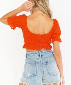 Show Me Your Mumu New Mu Coco Crop Top ~ Spacey Lacey Red