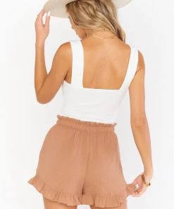 Show Me Your Mumu Rockie Ruffle Shorts ~ Tan New Mu