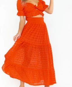 Show Me Your Mumu Melinda Maxi Skirt ~ Spacey Lacey Red