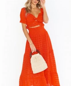 Show Me Your Mumu New Mu Coco Crop Top ~ Spacey Lacey Red